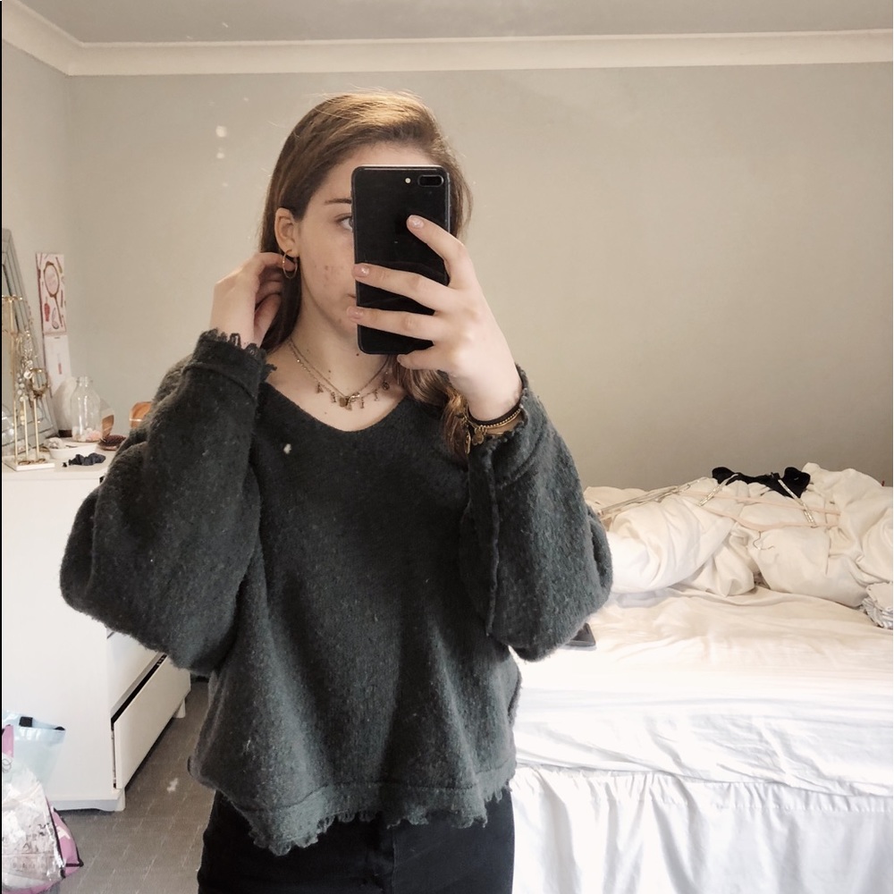 free people green sweater